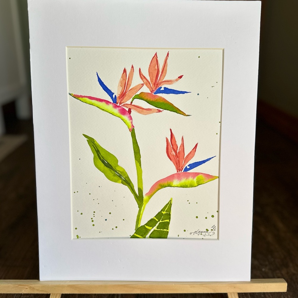 Hand-Made New Watercolor Art Bird of Paradise
